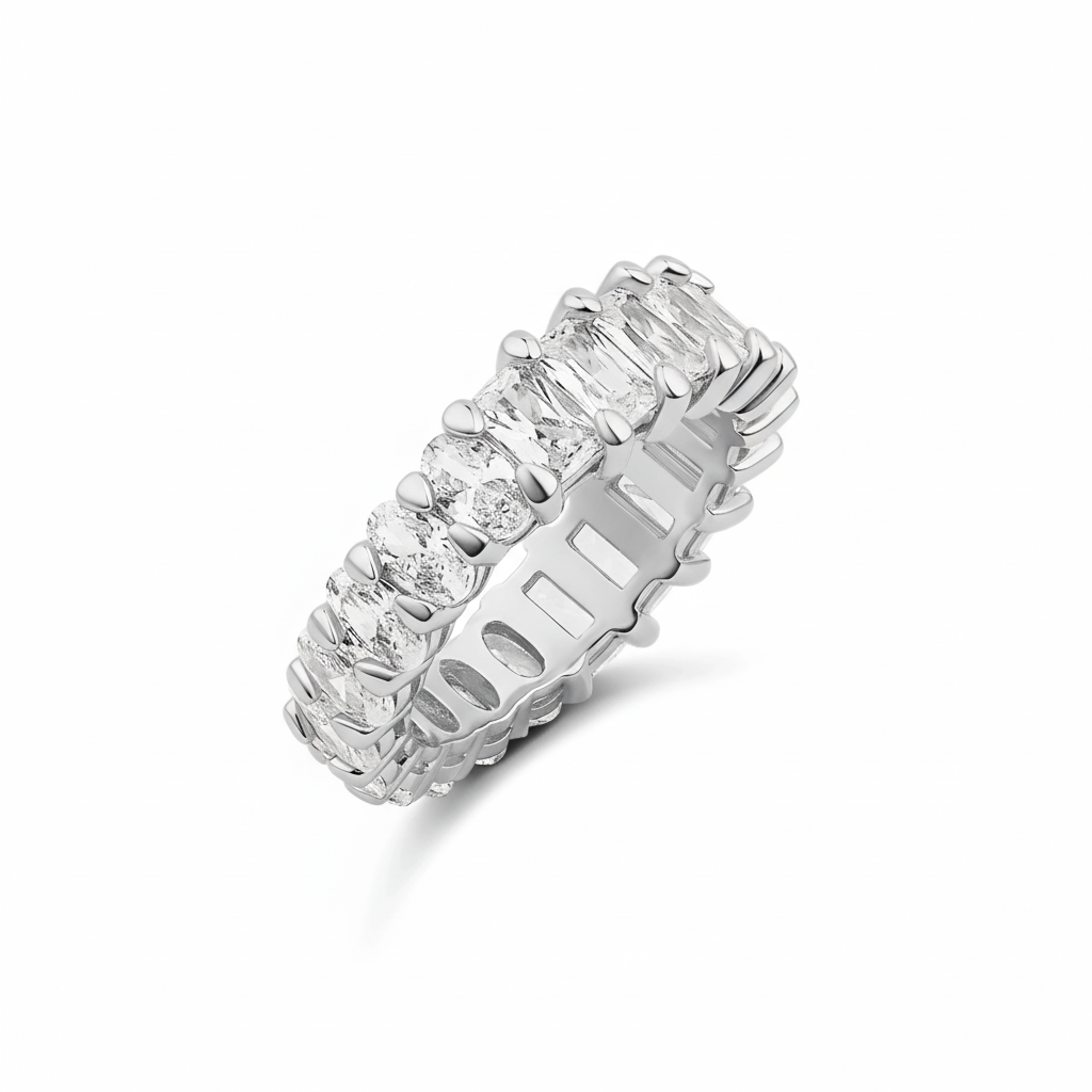 Eternal Glow Ring with multiple diamonds on a white background